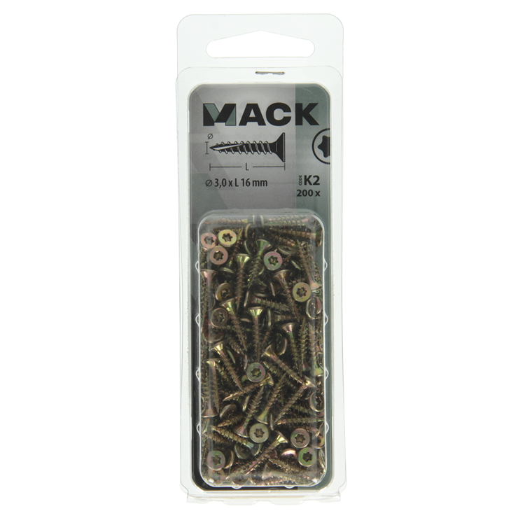 Load image into Gallery viewer, Mack 1018000 - spaanplschr.vzkop-zelfb. geelverz 200 st 3,0 x 16 mm | 5 stuks
