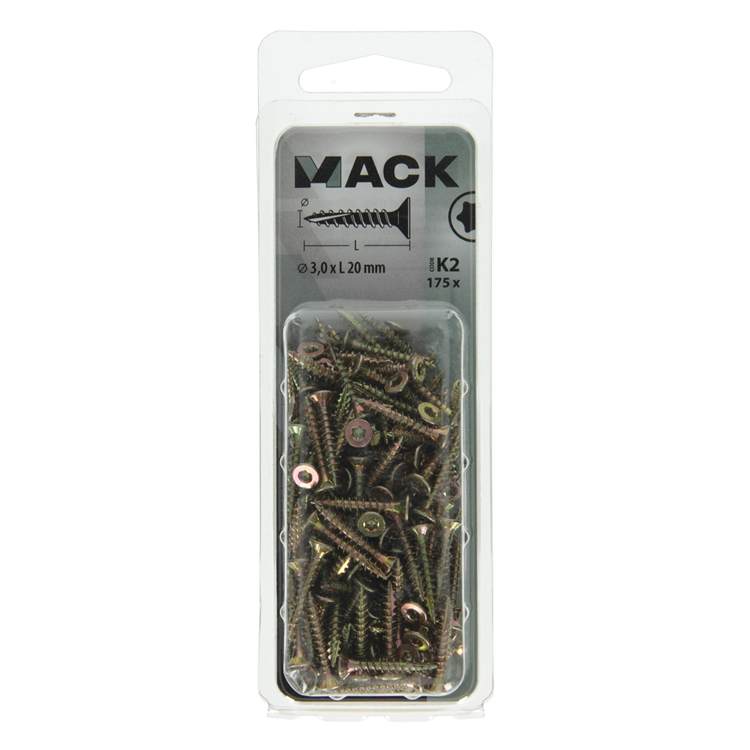 Load image into Gallery viewer, Mack 1018001 - spaanplschr.vzkop-zelfb. geelverz.175 st 3,0 x 20 mm | 5 stuks
