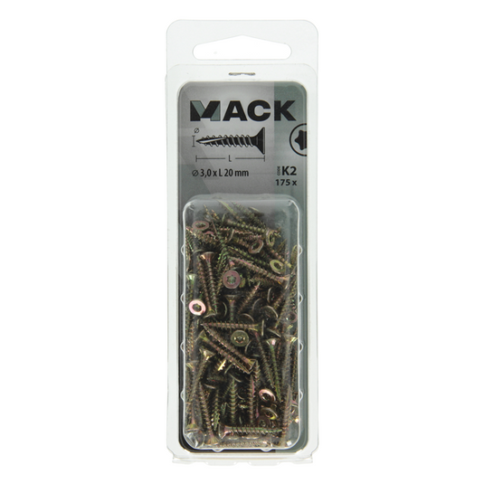 Mack 1018001 - spaanplschr.vzkop-zelfb. geelverz.175 st 3,0 x 20 mm | 5 stuks