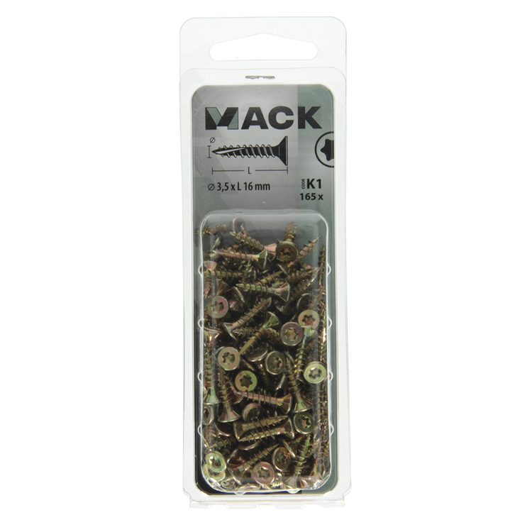 Load image into Gallery viewer, Mack 1018002 - spaanplschr.vzkop-zelfb. geelverz.165 st 3,5 x 16 mm | 5 stuks

