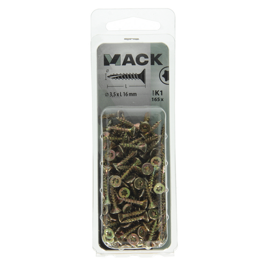 Mack 1018002 - spaanplschr.vzkop-zelfb. geelverz.165 st 3,5 x 16 mm | 5 stuks