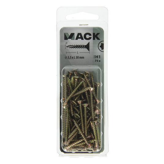 Mack 1018005 - spaanplschr.vzkop-zelfb. geelverz. 75 st 3,5 x 30 mm | 5 stuks