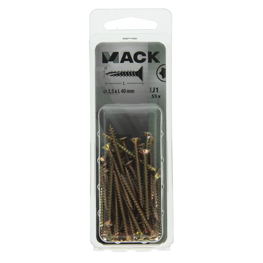 Mack 1018007 - spaanplschr.vzkop-zelfb. geelverz. 55 st 3,5 x 40 mm | 5 stuks