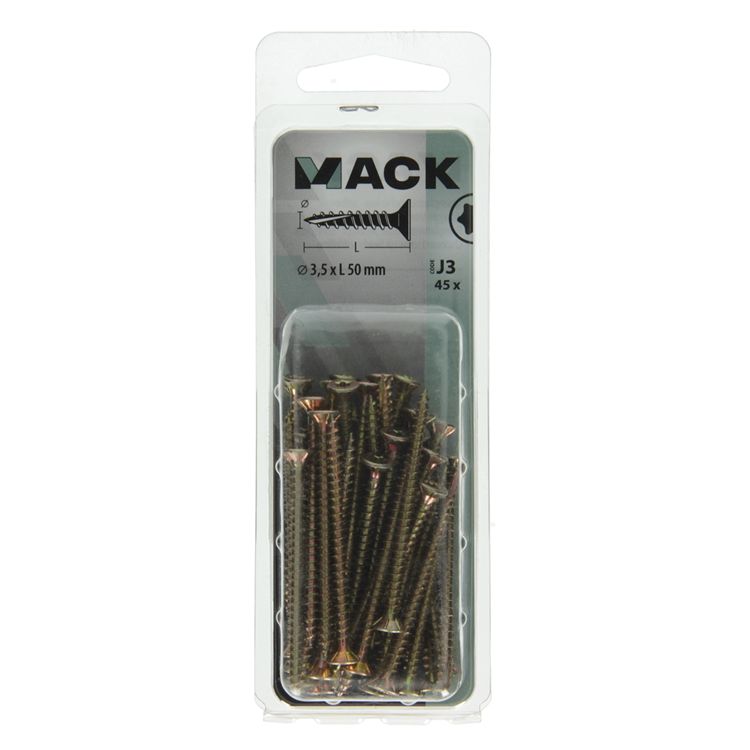 Load image into Gallery viewer, Mack 1018008 - spaanplschr.vzkop-zelfb. geelverz. 45 st 3,5 x 50 mm | 5 stuks
