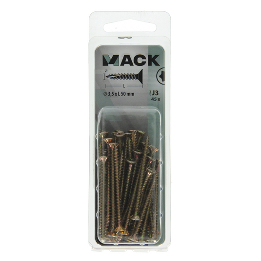 Mack 1018008 - spaanplschr.vzkop-zelfb. geelverz. 45 st 3,5 x 50 mm | 5 stuks