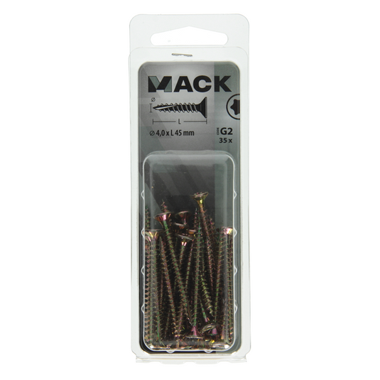 Mack 1018012 - spaanplschr.vzkop-zelfb. geelverz. 35 st 4,0 x 45 mm | 5 stuks