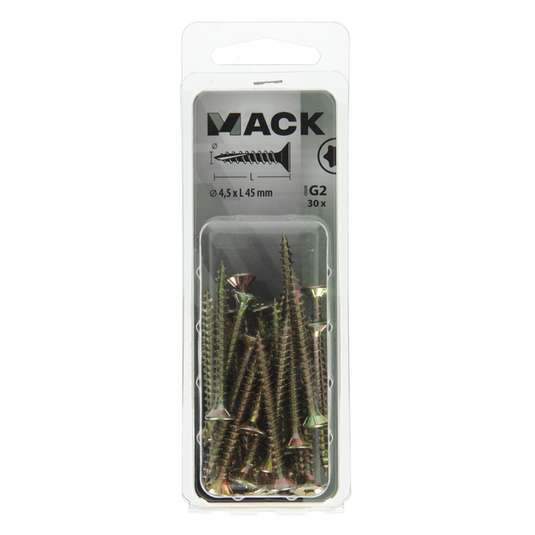 Mack 1018017 - spaanplschr.vzkop-zelfb. geelverz. 30 st 4,5 x 45 mm | 5 stuks