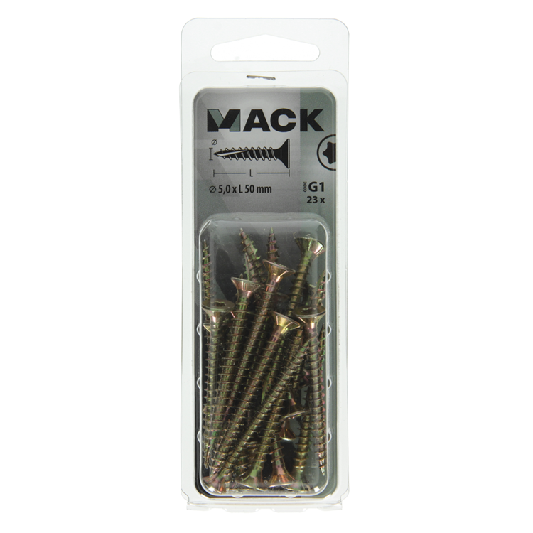 Load image into Gallery viewer, Mack 1018022 - spaanplschr.vzkop-zelfb. geelverz. 23 st 5,0 x 50 mm | 5 stuks
