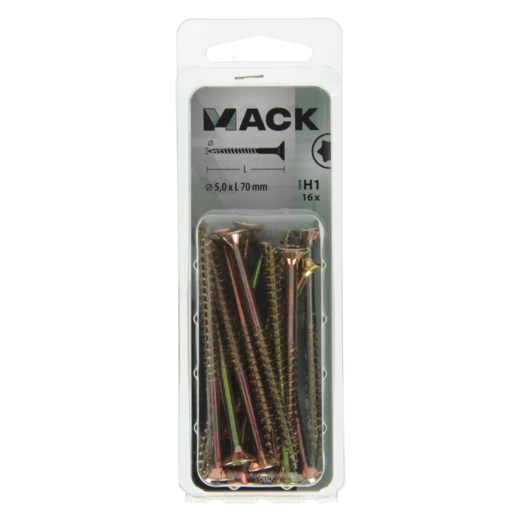 Load image into Gallery viewer, Mack 1018024 - spaanplschr.vzkop-zelfb. geelverz. 16 st 5,0 x 70 mm | 5 stuks
