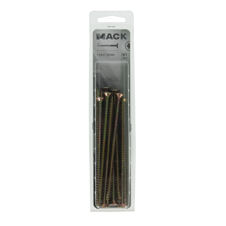Load image into Gallery viewer, Mack 1018030 - spaanplschr.vzkop-zelfb. geelverz. 12 st 6,0 x 120 mm | 5 stuks
