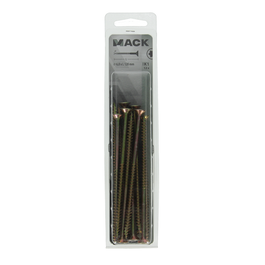 Mack 1018030 - spaanplschr.vzkop-zelfb. geelverz. 12 st 6,0 x 120 mm | 5 stuks