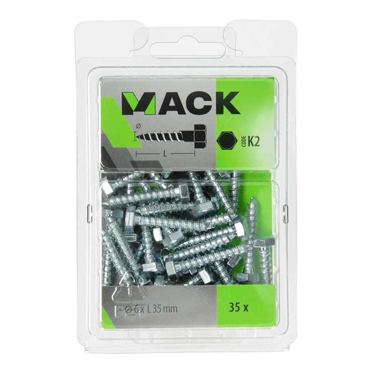 Load image into Gallery viewer, Mack 1018038 - houtdraadbout staal verzinkt 35 st 6 x 35 mm | 5 stuks
