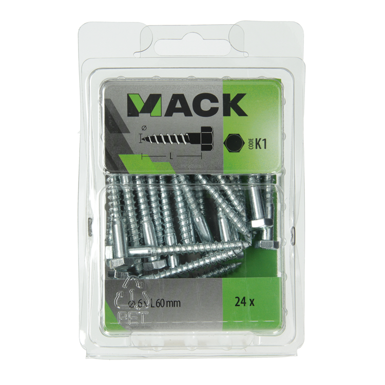 Load image into Gallery viewer, Mack 1018041 - houtdraadbout staal verzinkt 24 st 6 x 60 mm | 5 stuks
