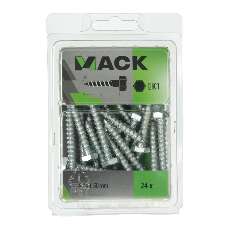 Load image into Gallery viewer, Mack 1018044 - houtdraadbout staal verzinkt 24 st 7 x 50 mm | 5 stuks
