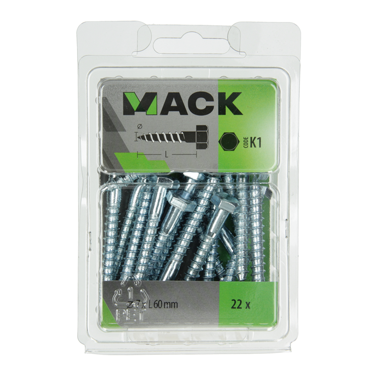 Load image into Gallery viewer, Mack 1018045 - houtdraadbout staal verzinkt 22 st 7 x 60 mm | 5 stuks
