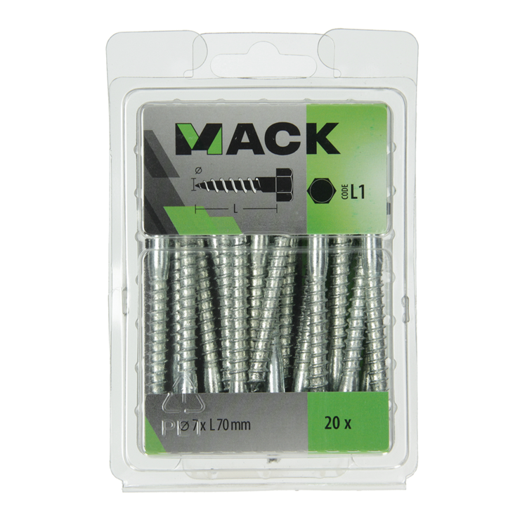 Load image into Gallery viewer, Mack 1018046 - houtdraadbout staal verzinkt 20 st 7 x 70 mm | 5 stuks
