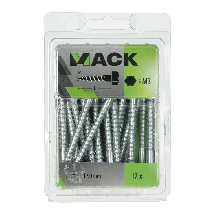 Afbeelding laden in galerijviewer, Mack 1018047 - houtdraadbout staal verzinkt 17 st 7 x 90 mm | 5 stuks
