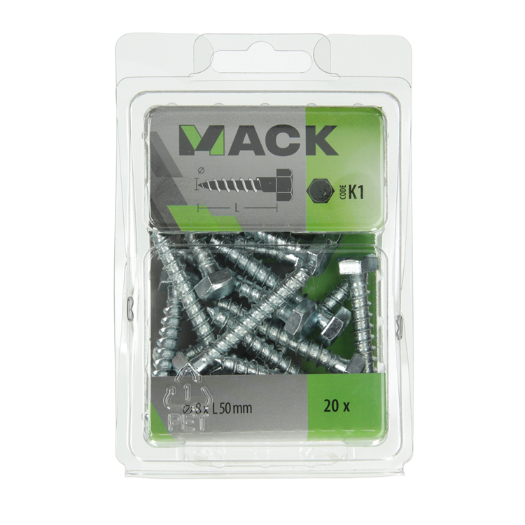 Load image into Gallery viewer, Mack 1018049 - houtdraadbout staal verzinkt 20 st 8 x 50 mm | 5 stuks

