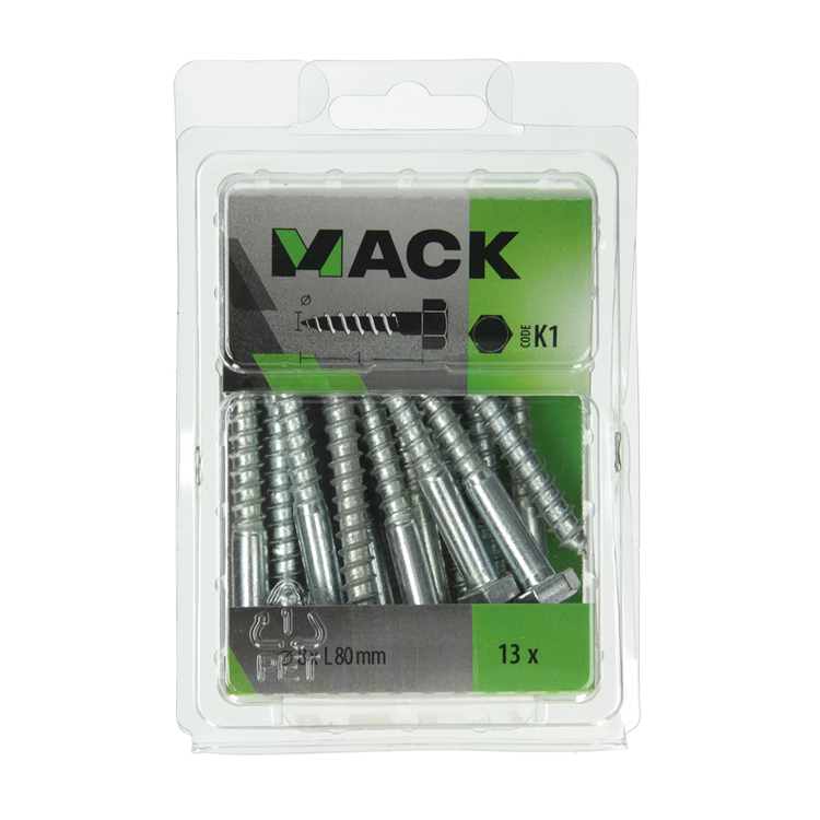 Load image into Gallery viewer, Mack 1018052 - houtdraadbout staal verzinkt 13 st 8 x 80 mm | 5 stuks
