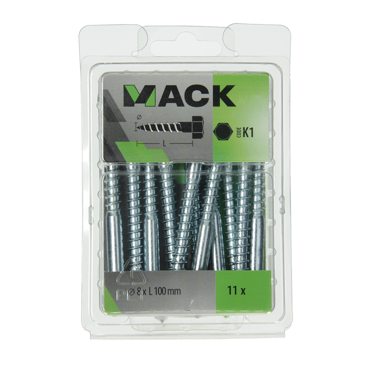 Load image into Gallery viewer, Mack 1018053 - houtdraadbout staal verzinkt 11 st 8 x 100 mm | 5 stuks
