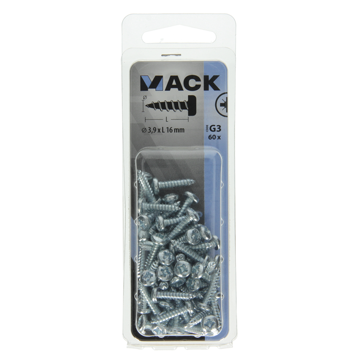 Load image into Gallery viewer, Mack 1018063 - zelftappende schroef cylkop verz. 60 st 3,9 x 16 mm | 5 stuks
