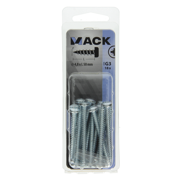 Load image into Gallery viewer, Mack 1018075 - zelftappende schroef cylkop verz. 18 st 4,8 x 50 mm | 5 stuks
