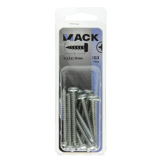 Mack 1018080 - zelftappende schroef cylkop verz. 13 st 5,5 x 50 mm | 5 stuks