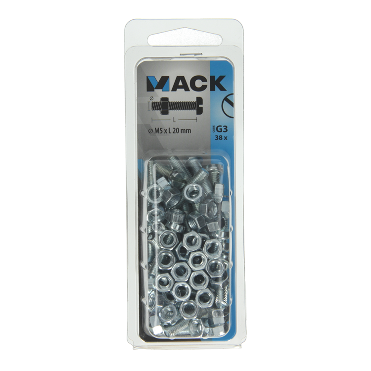Load image into Gallery viewer, Mack 1018094 - metaalschroef cyl. kop + moer verz. 38 st m5 x 20 mm | 5 stuks

