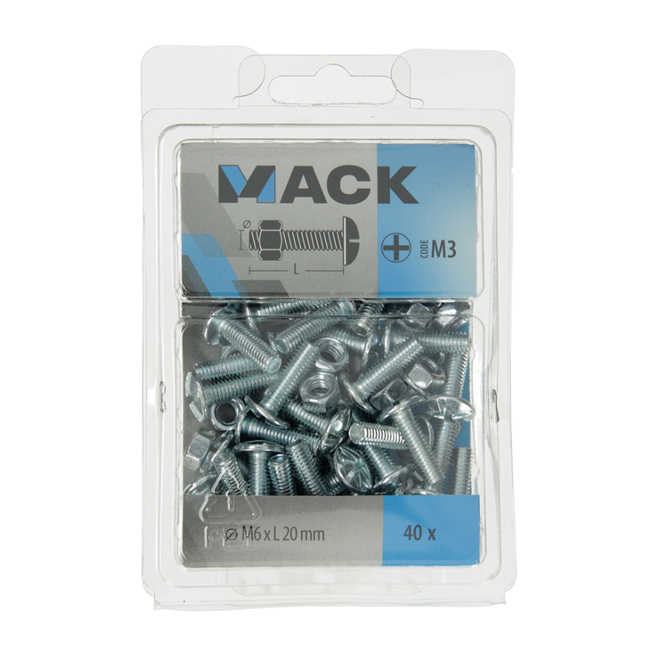 Load image into Gallery viewer, Mack 1018100 - kachelbout + moer staal verzinkt 40 st m6 x 20 mm | 5 stuks

