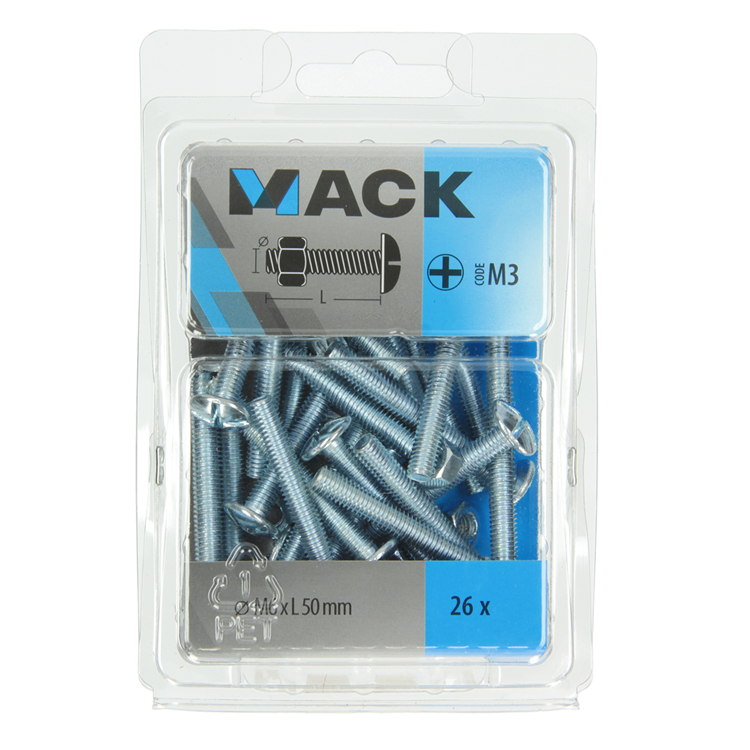 Load image into Gallery viewer, Mack 1018103 - kachelbout + moer staal verzinkt 26 st m6 x 50 mm | 5 stuks
