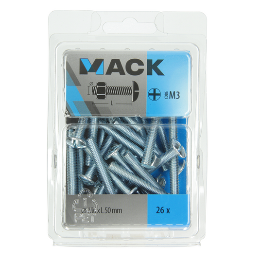 Mack 1018103 - kachelbout + moer staal verzinkt 26 st m6 x 50 mm | 5 stuks