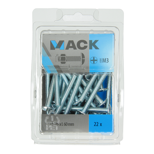 Mack 1018104 - kachelbout + moer staal verzinkt 22 st m6 x 60 mm | 5 stuks