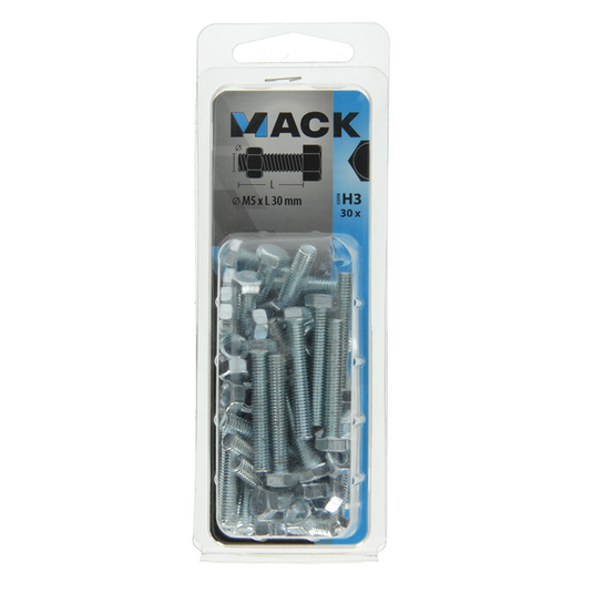 Mack 1018108 - tapbout + moer staal verzinkt 30 st m5 x 30 mm | 5 stuks