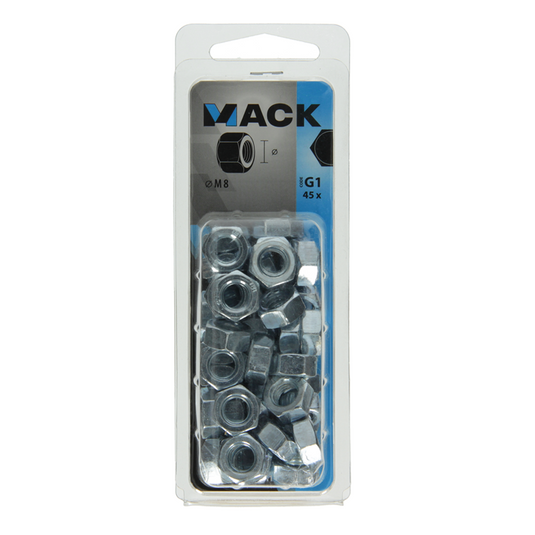 Mack 1018111 - zeskant moer staal verzinkt 45 st m 8 | 5 stuks