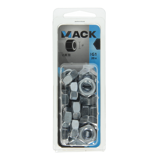 Mack 1018112 - zeskant moer staal verzinkt 20 st m 10 | 5 stuks