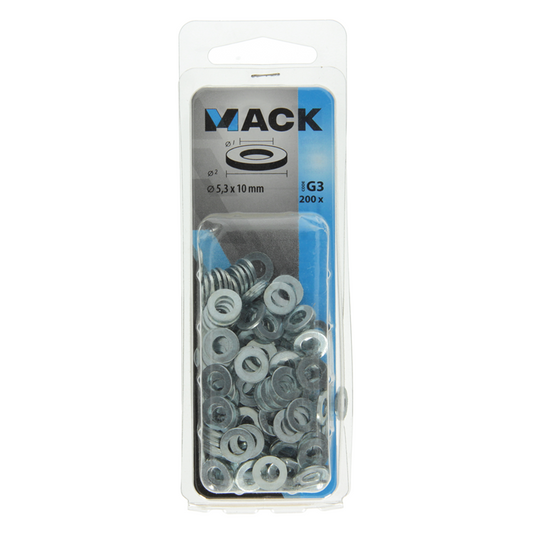 Mack 1018115 - sluitring staal verzinkt 200 st 5,3 x 10 mm | 10 stuks