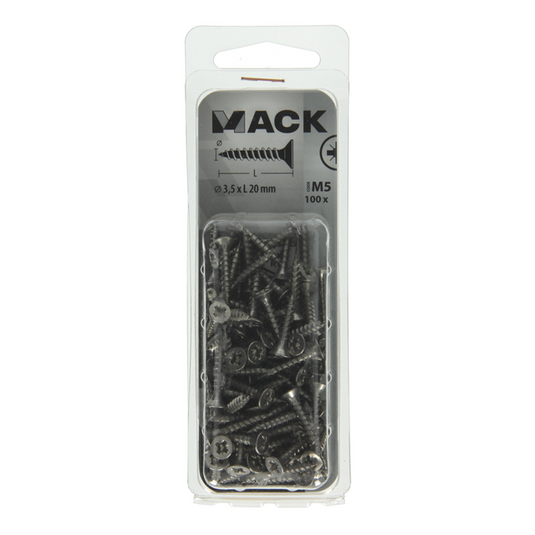 Mack 1019982 - spaanplaatschroef vz kop rvs 100 st 3,5 x 20 mm | 5 stuks