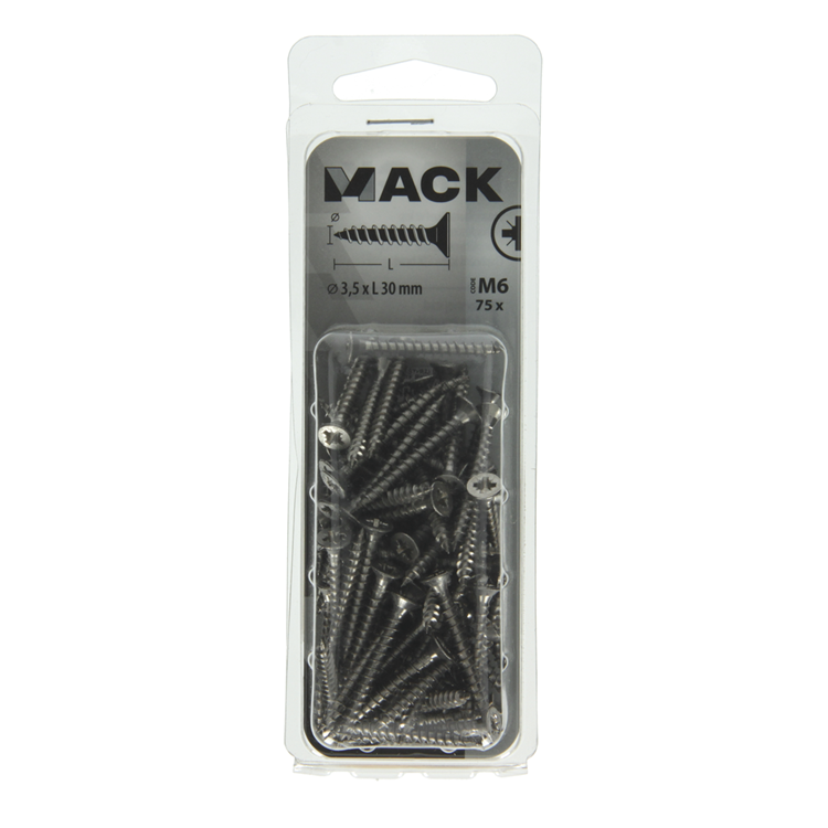 Load image into Gallery viewer, Mack 1019984 - spaanplaatschroef vz kop rvs 75 st 3,5 x 30 mm | 5 stuks

