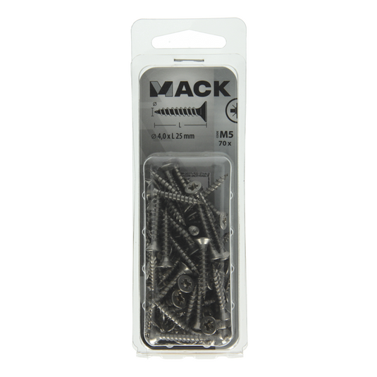 Mack 1019987 - spaanplaatschroef vz kop rvs 70 st 4,0 x 25 mm | 5 stuks