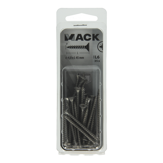 Mack 1019991 - spaanplaatschroef vz kop rvs 35 st 4,0 x 45 mm | 5 stuks