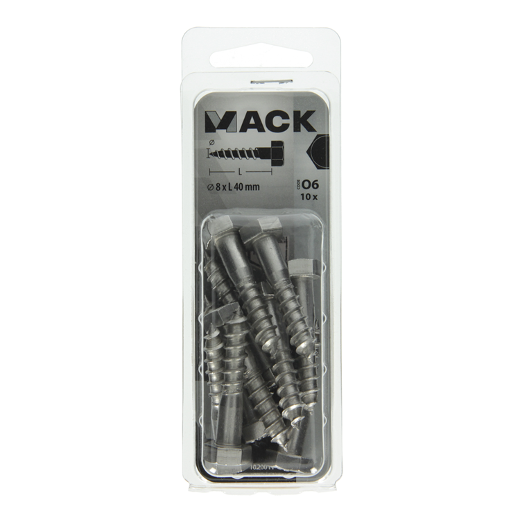 Load image into Gallery viewer, Mack 1020011 - houtdraadbout roestvrijstaal 10 st 8 x 40 mm | 5 stuks

