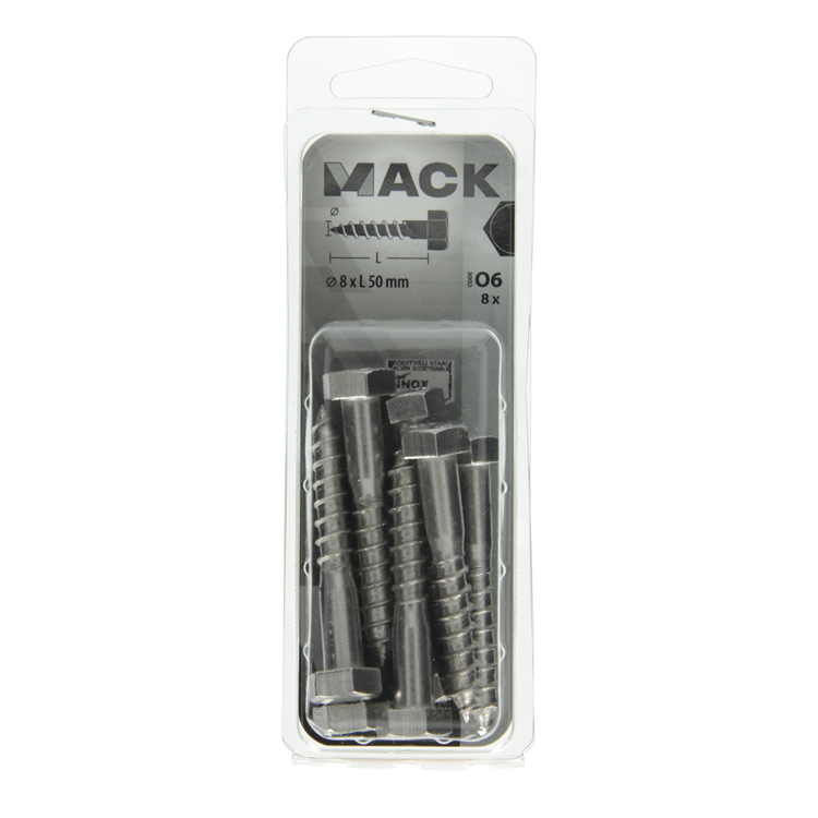 Load image into Gallery viewer, Mack 1020012 - houtdraadbout roestvrijstaal 8 st 8 x 50 mm | 5 stuks
