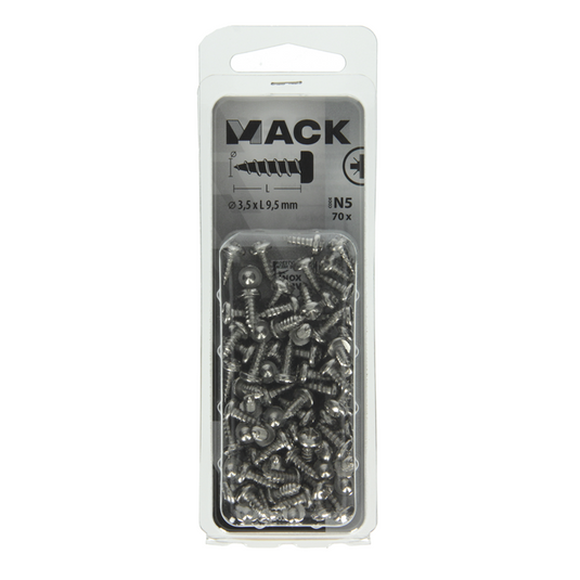 Mack 1020015 - zelftappende schroef cyl.kop a2 70 st 3,5 x 9,5 mm | 5 stuks