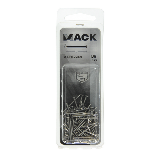 Mack 1020022 - nagel platte kop inox a2 85 st 1,6 x 25 mm | 5 stuks