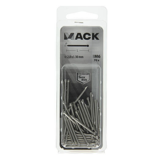 Mack 1020026 - nagel ronde kop inox a2 70 st 2,0 x 30 mm | 5 stuks