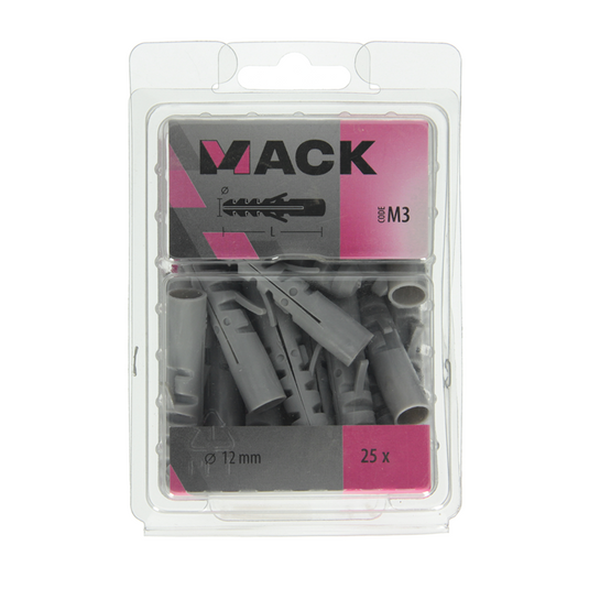 Mack 1018157 - plug polyethyleen 25 st 12mm | 3 stuks