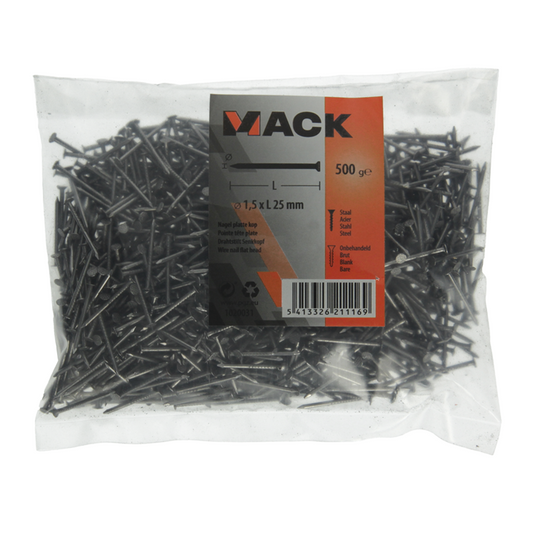 Mack 1020031 - nagel platte kop 500 gr 1,5 x 25 mm | 10 stuks
