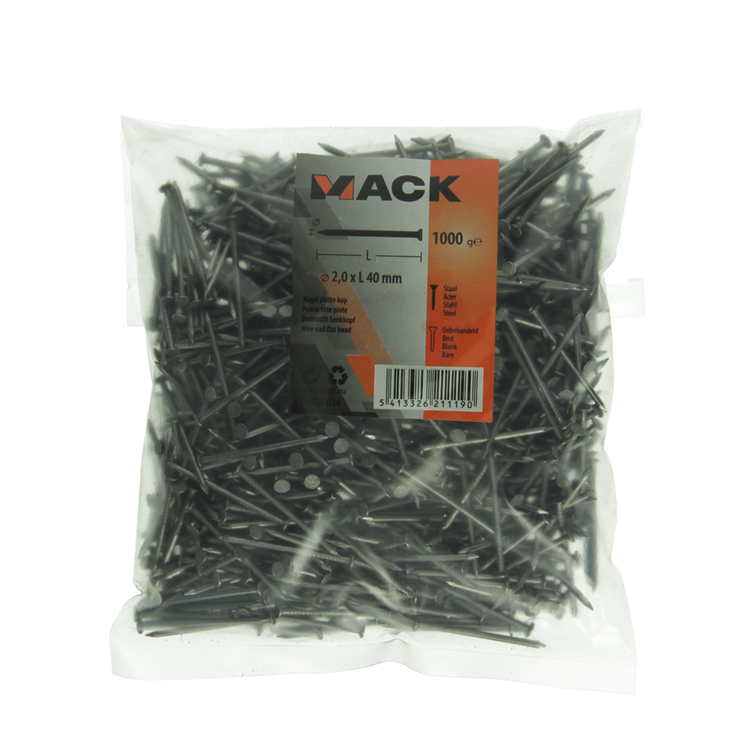 Load image into Gallery viewer, Mack 1020034 - nagel platte kop 1000 gr 2,0 x 40 mm | 10 stuks
