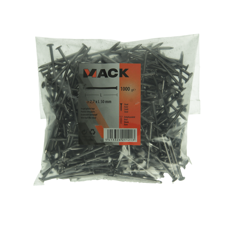 Load image into Gallery viewer, Mack 1020036 - nagel platte kop 1000 gr 2,7 x 50 mm | 10 stuks
