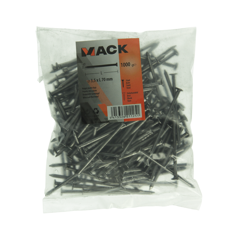 Load image into Gallery viewer, Mack 1020040 - nagel platte kop 1000 gr 3,5 x 70 mm | 10 stuks
